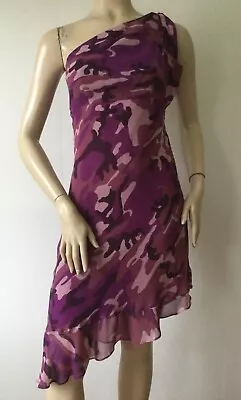 SHOSHANNA 100% Silk One Shoulder Asymmetrical Hem Dress Purple (Size 2) • $39.95