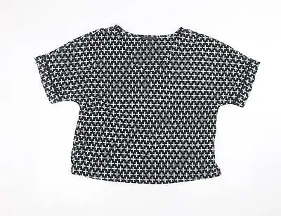 £3.50 • Buy Marks And Spencer Womens Black Polka Dot Polyester Basic T-Shirt Size 14 Round N