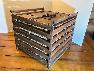 Antique Vintage Farmhouse Wooden Egg Crate Carrier Complete In Good Condition • $65