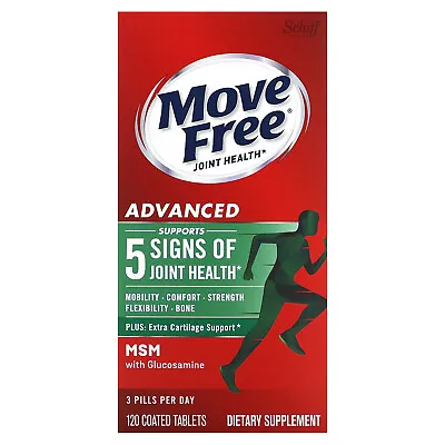 Move Free Joint Health Advanced Plus MSM With Glucosamine 120 Coated Tablets • $30.88