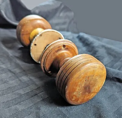 Pair Antique Vintage Old Victorian Wood Wooden Doorknob Door Knob Rosette Plates • $129.99