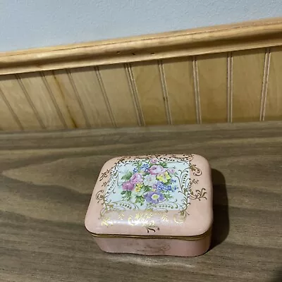 Vtg Limoges France Pink Gold Floral Hand-painted Porcelain Trinket Jewelry Box • $48.95