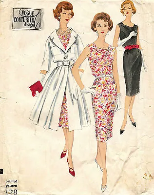 1950's  VOGUE Couturier Design  Dress And Redingote W/Label Pattern 178 Size 16 • $49.99