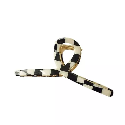 Knot Style Black And White Acetate Checks Pattern With Gold Details Hair Claw • $17.99