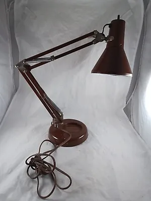 Vintage MCM Brown Spring Arm Articulating Desk Lamp Light With Base And Coaster • $52.95