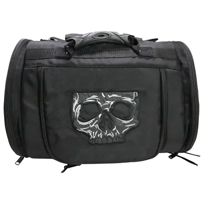 Motorcycle Hard Trunk Tail Reflective Skull Sissy Bar Bag For Harley - Uvat • $87