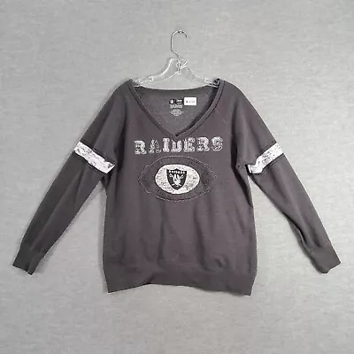 Oakland Raiders Women Sweatshirt XL Gray California Logo Graphic Fleece NFL • $13.97