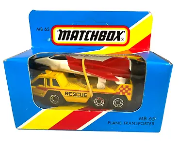 MB65 Matchbox Yellow Rescue Jet Plane Transporter~ 1981 Blue Window Box Die Cast • $19.95