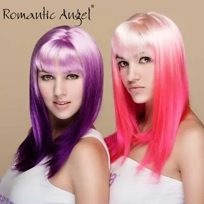 Romantic Angel  Women Wig Purple/Pink Ombre Color Fashion Synthetic Full Wigs • $24.90