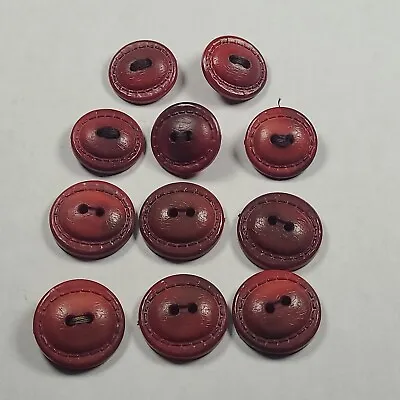 11 Vintage Wooden 2 Hole Buttons Brown Brownish Red Retro  • $11.69