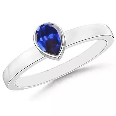 1.30 Carat Pear Cut Natural Blue Tanzania Tanzanite Woman's Ring In 925 Silver • £112.20