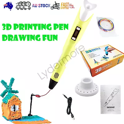 LCD Screen 3 Free Filaments Doodle Drawing Kid Gift 3D Printing Pen Set Printer • $10.70