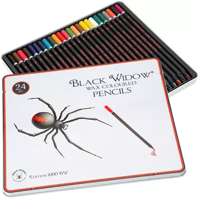 Black Widow Coloured Pencils For Adults - 24 Colouring Pencils - Smooth Pigments • £20.09