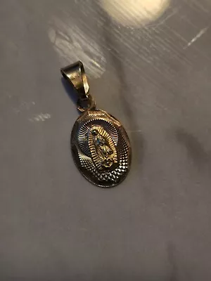 10K Solid Yellow White Rose Gold Virgin Mary Oval Medal Pendant - Tricolor Lady • $50