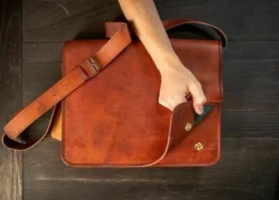 Bag Leather Messenger Men's Shoulder Briefcase Vintage Genuine Satchel Handmade • £31.50