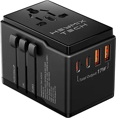 HEYMIX Universal Travel Adapter International Power Adapter USB-C Dual USBC Tr • $34.99