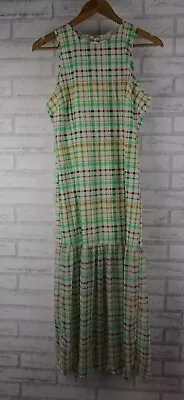 Never Fully Dressed Womens Maxi Dress Green Pink Check UK10 Sleeveless • $35