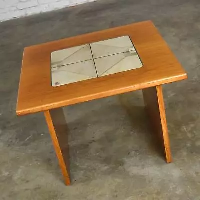 MCM Scandinavian Teak Side End Table Lovely Tile Insert Gangso Mobler • $1495