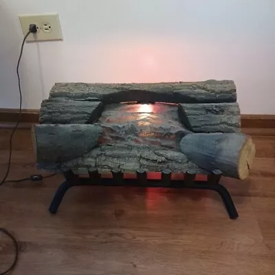 Vintage Electric Faux Fireplace Log Display With Cast Iron Grate • $199.99