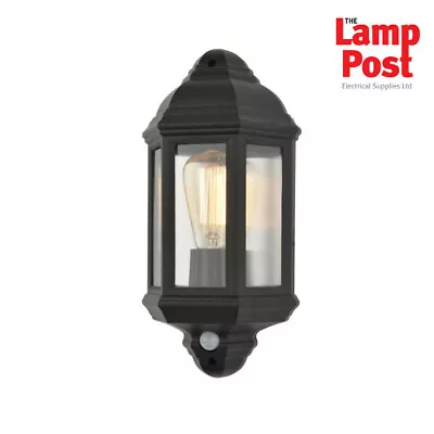 Forum CZ-26743-BLK Athena Outdoor Garden Wall Half Lantern Sensor Light Black • £32.99