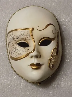 Hand-Painted Ceramic Vintage Musical Guitar Notes Wall Hanging Music Mask Signed • $25