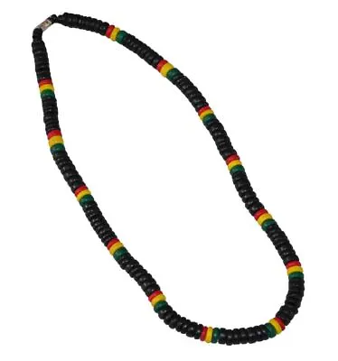 Beach Coco Bead Rasta Necklace Surfer Choker 20  Black Red Yellow Green • $4.99