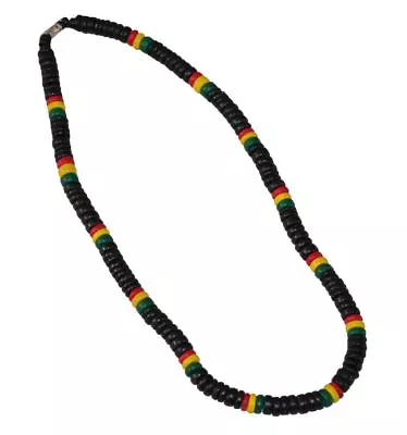 $4.99 • Buy Nayt Beach Coco Bead Rasta Necklace Surfer Choker 24  Black Red Yellow Green