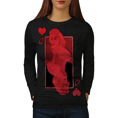 £22.99 • Buy Wellcoda Queen Of Heart Red Womens Long Sleeve T-shirt,  Casual Design