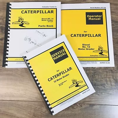 Service Parts Operators Manual Set For Caterpillar 12 Motor Grader S/N 8T1-Up • $66.97