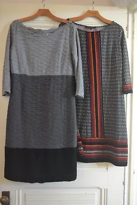 Lot Of 2 Patterned Sweater Dresses By Mlle Gabrielle Sandra Darren ~ L/16 • $9.99