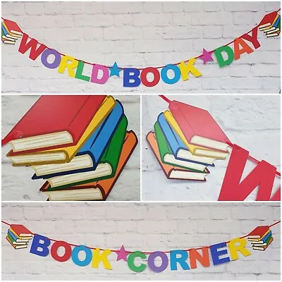 World Book Day Banner School Library Nursery Bunting Decorations Personalised • £4.39