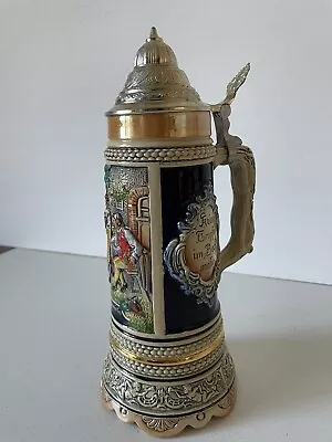 Vintage DBGM 11  German Lidded Beer Stein W/Swiss Music Box Base (Reuge) • $20