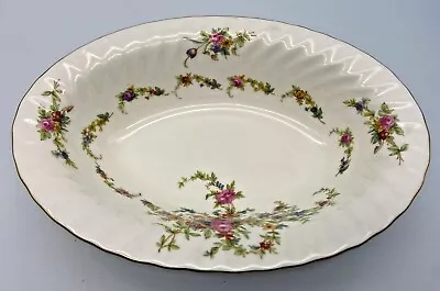 Minton Lorraine Oval Vegetable Bowl Flowers Floral Ring Gold Rim 12 1/4 X 7 1/8  • $12