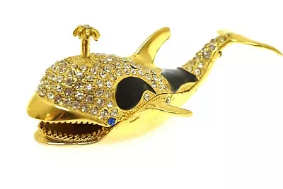  Whale Trinket Box Gold Black W/ Rhinestones 4.5  • $59.99