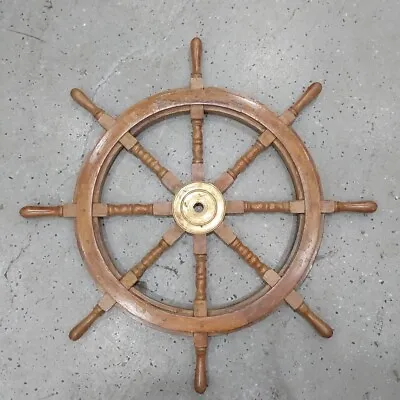 36  Brass Wooden Vintage Ship Steering Wheel Pirate Décor Wood • $100