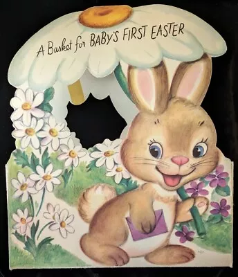 Vintage Rust Craft Baby's 1st Easter Basket Pop Up Card Into Basket Bunny Daisy  • $10