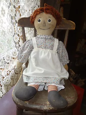 Antique Volland Raggedy Ann Doll 15  With Heart • $700