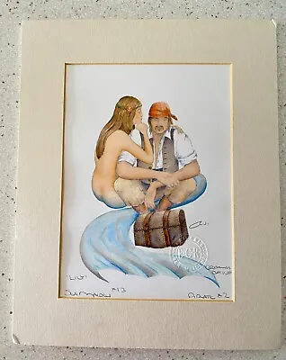 Signed Robert Kline Matted Print PIRATE 2 SEA MAIDEN 13 CHRISTMAS  Mermaid Art • $40