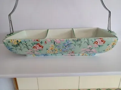 £65 • Buy Rare Chintz Shelley China MELODY 8809 Hors D’Oeuvre Serving Dish + Chrome Handle