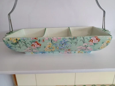 £65 • Buy Rare Chintz Shelley China MELODY 8809 Hors D’Oeuvre Serving Dish + Chrome Handle
