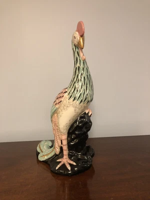 $89 • Buy Kinder Harris Hand Painted Ceramic Peacock Or Peafowl 17” Blue Pink Vintage