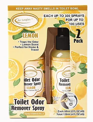 Air Jungles Toilet Poop Odor Eliminator Spray Lemon Scent Pack Of 2 • $11.99