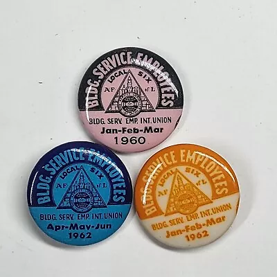 Lot 3 Building Service Employees Labor Union Pins 1960 1962 Local 6 Seattle Vtg • $16.99