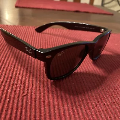 Ray-Ban New Wayfarer RB2132-901/58 Men's Black Frame With 1 Cracked Lens • $25