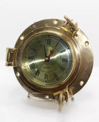 Vintage Maritime Nautical Heavy Brass Ships Porthole Clock Decor • $25