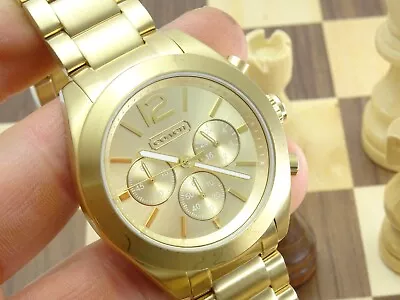 COACH New York Men's 42mm Designer Gold Bracelet Chronograph Wristwatch • £7.50