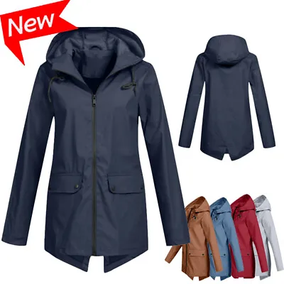 NEW Womens Waterproof Raincoat Ladies Outdoor Wind Rain Forest Jacket Coat • £15.99