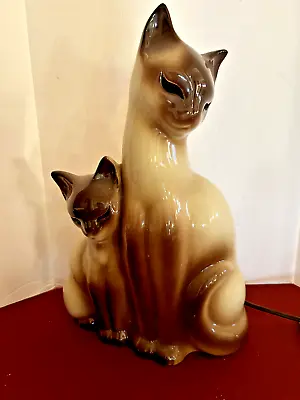 $70 • Buy Vtg 1950’s Kron Mid Century Ceramic Siamese Cat 7 Kitten TV Lamp