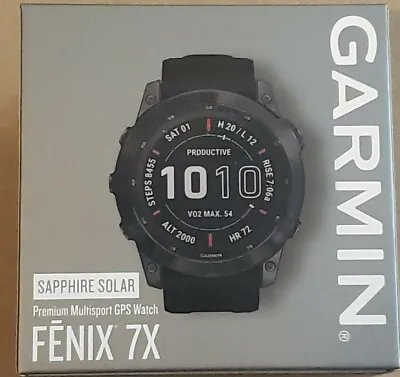 Garmin Fenix 7X Sapphire Solar Carbon Gray DLC Titanium Black Band 010-02541-10 • $749