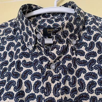 Pop England Mens Long Sleeve Button Down Paisley  Psychedelic 1960’s Large Shirt • £9.99